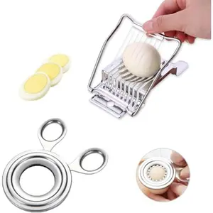 Set of 2 Stainless Steel Tools for Slicing Hard-Boiled Eggs, Cutting Egg Tops, And Cracking Eggs, Ideal for Quickly Preparing Fruits And Vegetables