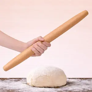 17 Inch French Rolling Pin, Wooden Dough Roller for Baking, Solid Wood Tapered Rolling Pin for Pizza, Pie Crust, Cookies, Pastry, Non-Stick, Easy Control Kitchen Baking Tool, European Beech Wood