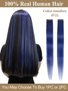 Clip in Hair Extensions Colored Party Highlights Royalblue Hair Extension Real Human Hair Clip in Extentions  Real Hair Highlights Ear Cuff Dye Synthetic Braids, Choose From 12 Colors, Party Style Accessory, No Ca Prop 65 Warning