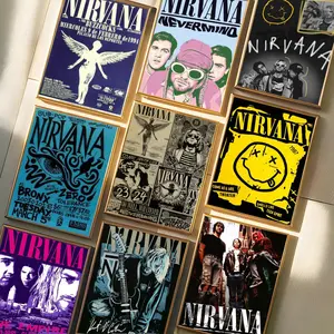 Band Hot N-Nirvana Classic Painting Calligraphy Waterproof & Scratch-Resistant Canvas Art - Premium Oil Painting Style Wall Decor for Living Room, Bedroom, Kitchen & Café, Perfect Holiday & Party Gift