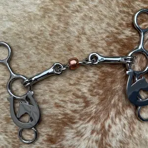 Western Stainless Steel JR Cowhorse Bit 5” Mouth Horseshoe and Horse Head Design