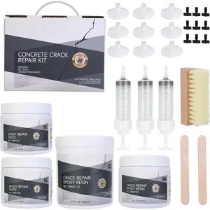Concrete Foundation Crack Repair Kit, with Automatic Injector, , Filler for Wall Cracks, Stops Water Leaks & Radon Gas, Drill-Free, Quick-Setting  Sealing Solution