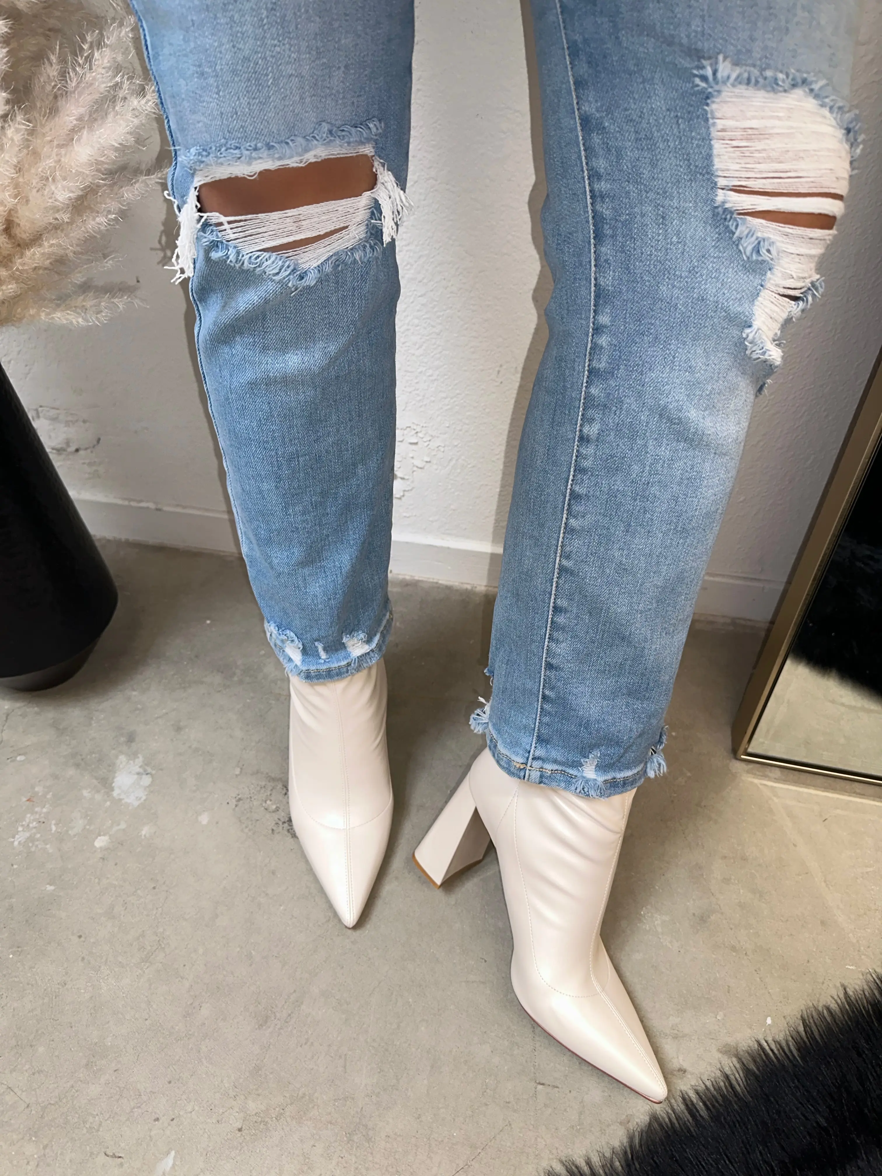 Jonah Boot - Ivory, Ankle Boot, Holiday Bootie, Stylish, Fall, Winter boots  for
