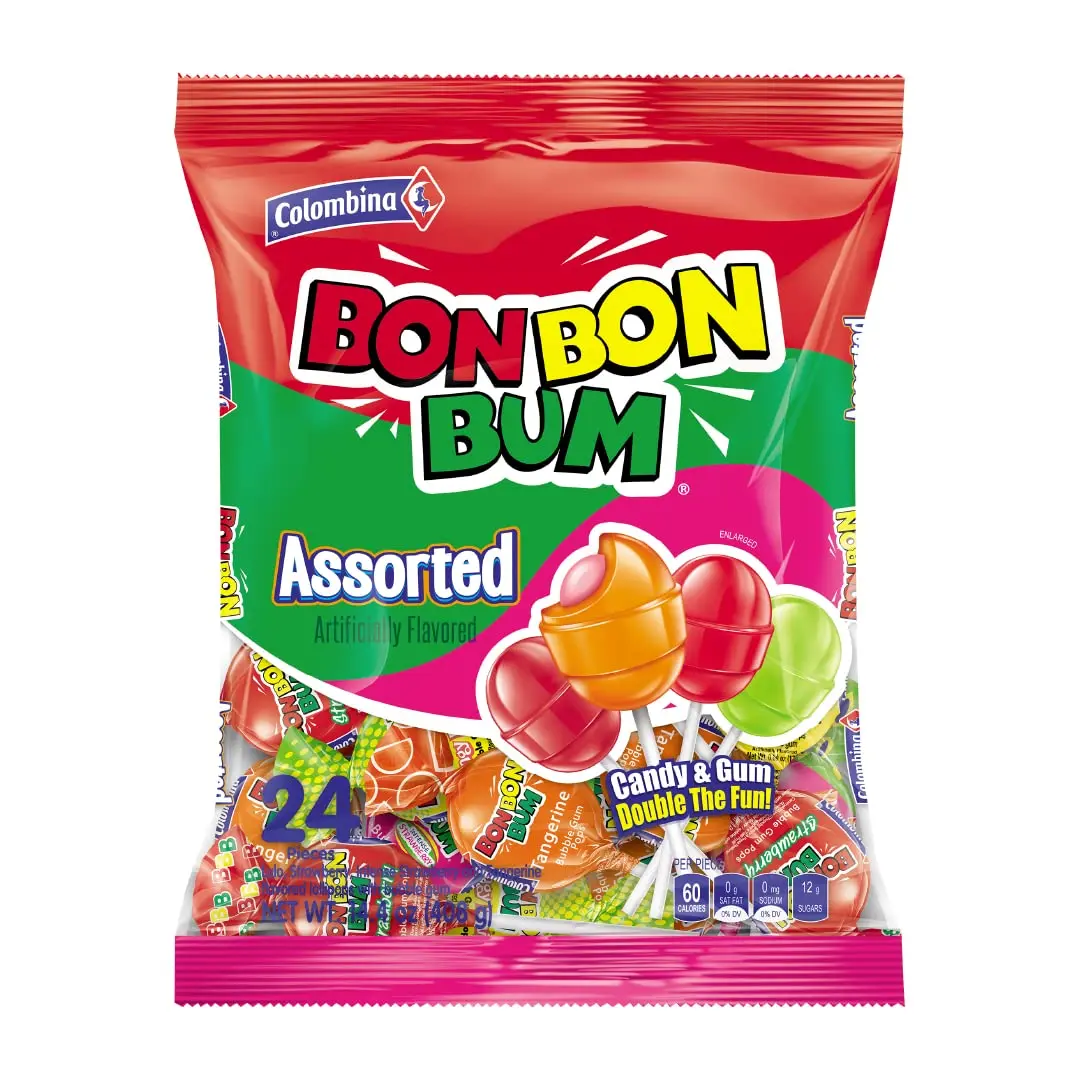 Colombina Bon Bon Bum Lollipops Assorted Flavors (24 Count)