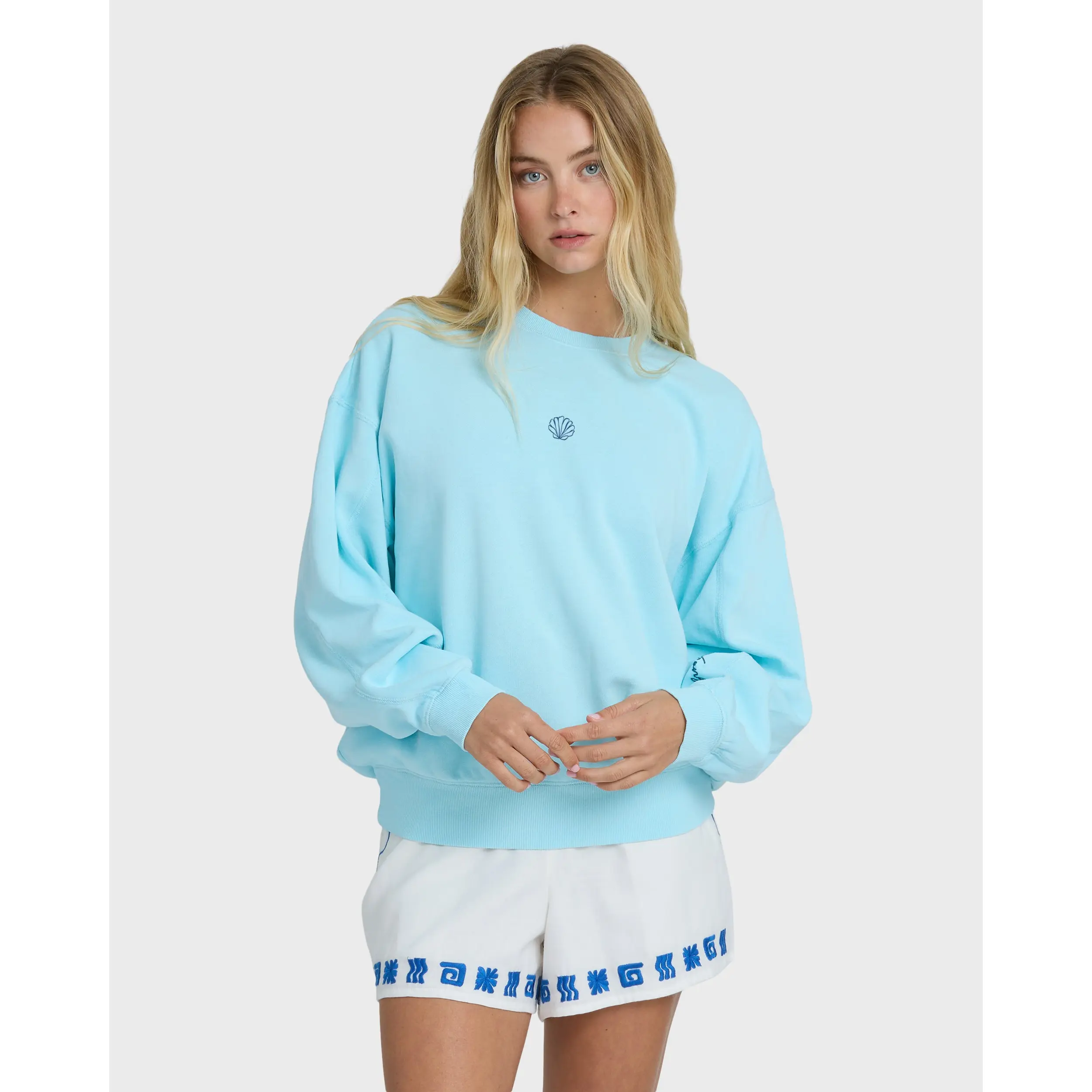 BILLABONG Women's Sanibel Kendal Crewneck Sweatshirt, Brushed Fleece Embroidery Graphic Printed, Casual Seasonal Pullover