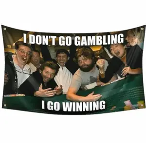 3x5Ft Hangover  Flaq Solgan "IDON'T GO GAMBLING IGO WINNING "Wall Tapestry Signs for Living Room Bedroom College Dorm Men Cave Decor Banner Home Gift
