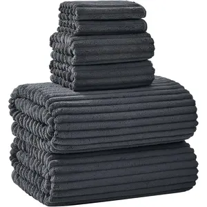 Extra Large Bath Towel Set of 6 (40"x80") Super Soft Absorbent Quick Dry Microfiber Oversized Bath Towel for Bathroom Spa Gym Hotel Yoga Charcoal Gray 6Piece