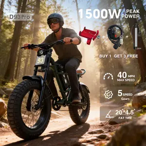 New electric bicycle for spring 2026 adopts a high carbon steel frame, hydraulic shock absorption, full suspension system, maximum speed of 40 MPH, 48 volt 1500W motor, riding assistance range of 40-70 miles, 20 * 4.5-inch all terrain tires, snow tires