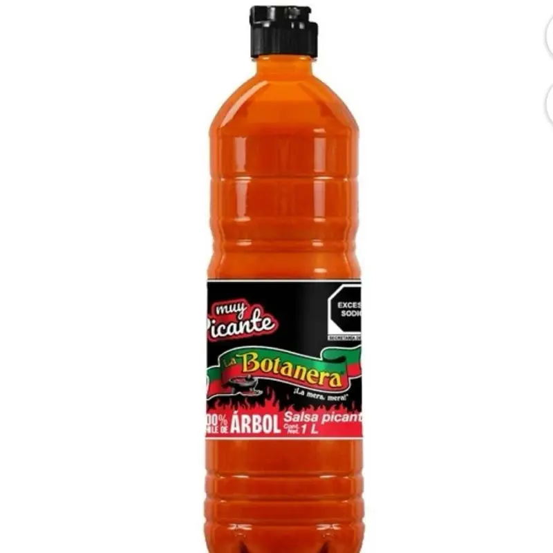 Salsa Botanera Etiqueta Negra Chile de Arbol - 1 Litro Sauce Spicy Flavor