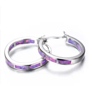 Purple Women's Fashion Snap Bar Closure Earrings