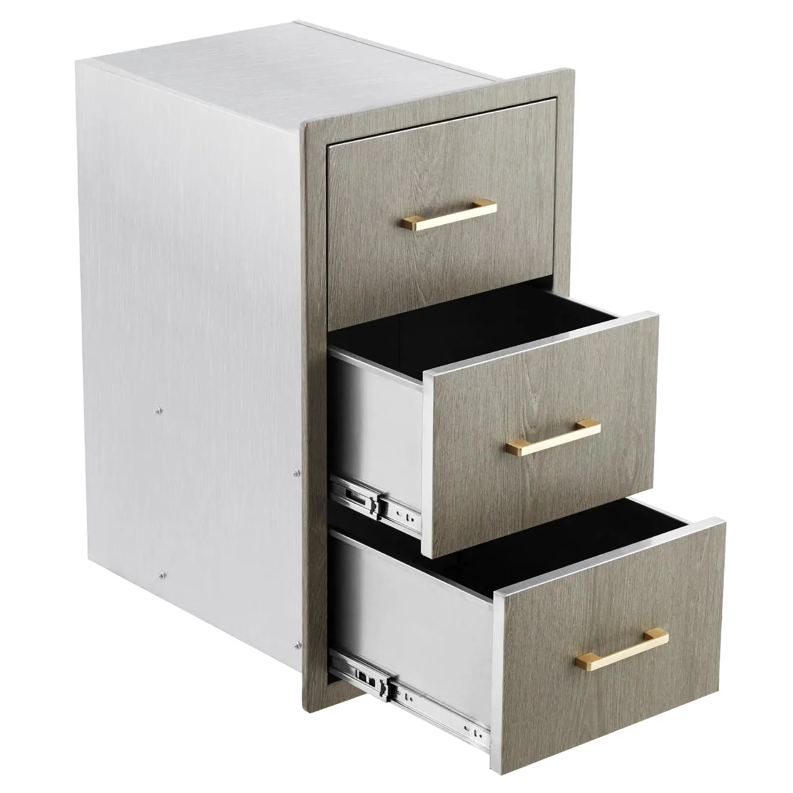 Garvee Storage Cabinet Chest - 16in Wide x 20.5in Deep x 28.5in High Triple Stainless Steel Drawers with Handles, Durable Weather-Resistant Built-In Mounting Design