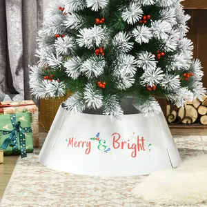Cream White Steel Christmas Tree Collar - 26" x 26" x 11" Tree Ring Skirt, Home Christmas Decorations for Festive Holiday Use