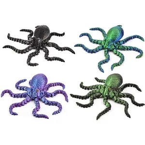 Articulated  Figurines Set Flexible Octopus, Lizard,  & , Realistic Textured Models for Desk Display (octpus-1)