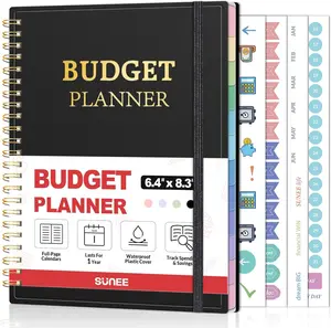 Budget Planner - Monthly Budget Book with Expense Tracker Notebook, Undated 12 Month Bill Organizer & Finance Planner to Manage Your Money, A5(6.4" x 8.3") Account Book with Colorful Tab, Black