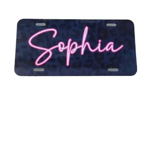 Personalized Black Leopard Front License Plate for Women and Teens, Cute Girly Preppy Car License Plate Accessories Gift for Her