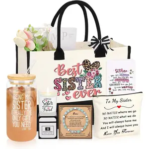 6-Piece Sister Gift Basket Thoughtful Gifts for Sister/Mom/Grandma/Daughter Christmas/Mother’s Day/Birthday Present Cup Tote Diy Party Favors