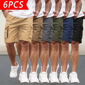 6-Pack Men’s Quick-Dry Casual Shorts – Lightweight, Breathable Summer Outdoor Shorts with Secure Zippered Pockets, Stretch Athletic Shorts for Workouts, Hiking, Running, Golf, and Everyday Wear