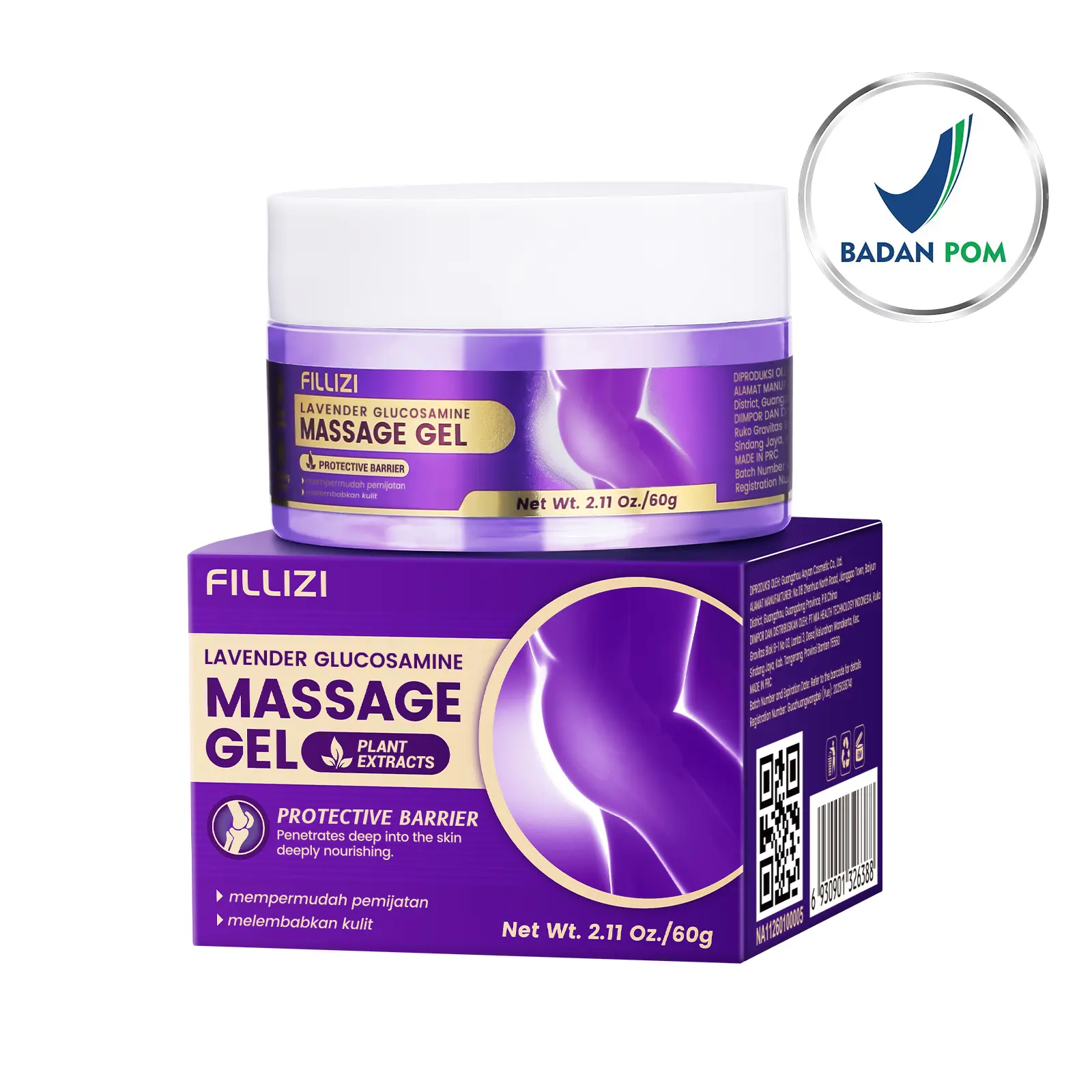 Fillizi Purple Gel Body & Massage Oil with Turmeric Extract, Effortless Beauty Extract, Sodium Sulfate, Chondroitin, Emu Oil & Other Natural Ingredients - Body Care Moisturizer for Skin Repair