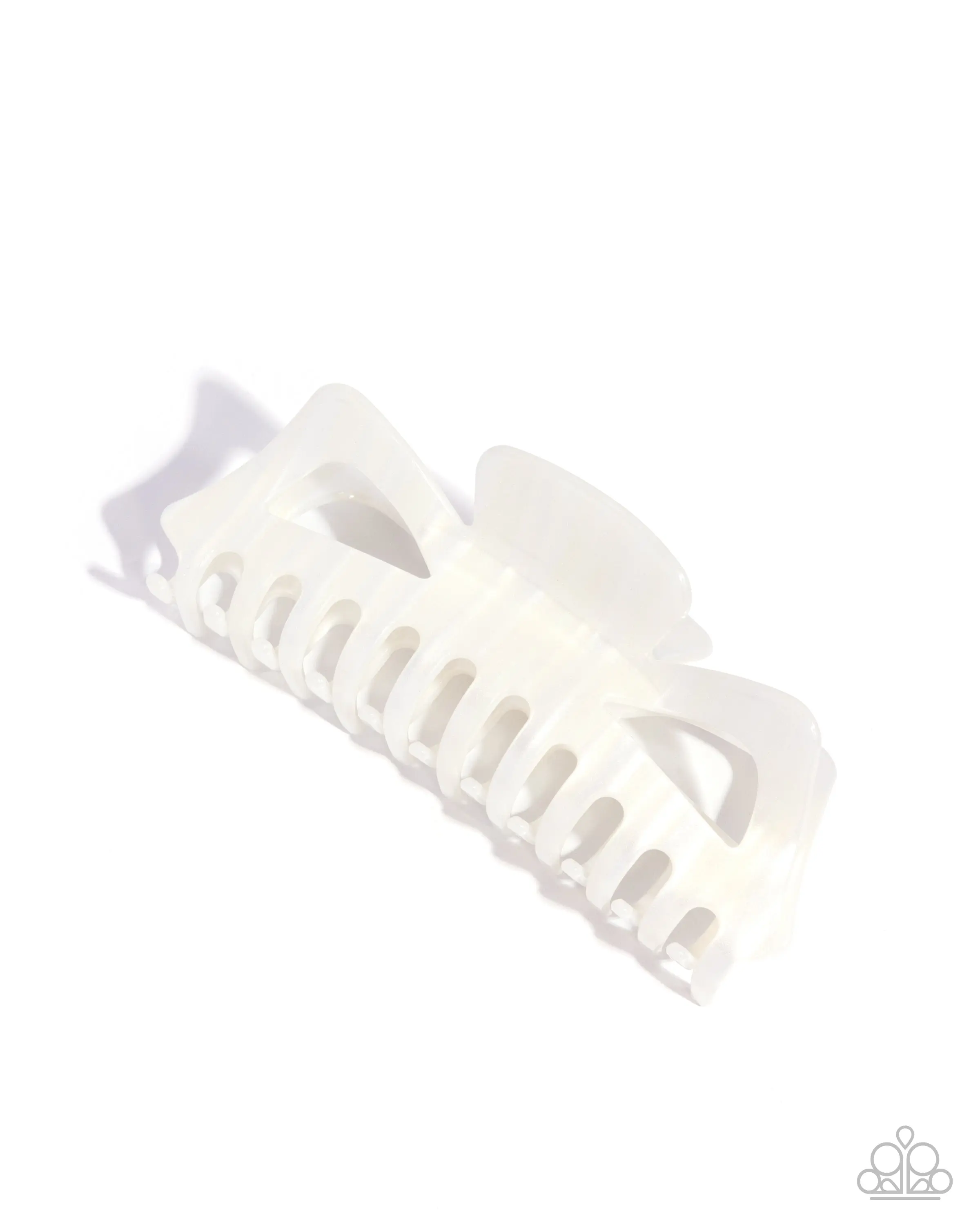 Striped State of Mind - Multi White Acrylic Claw Hair Clip - Paparazzi