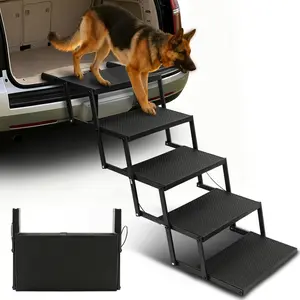 Foldable 5 Steps Dog Steps for Car and Truck 25.6"H Lightweight Pet Stairs for Large Dogs Supports Up to 350 lbs