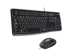 Logitech MK120 Wired Keyboard and Mouse Combo for Windows, Optical Wired Mouse, Full-Size Keyboard, USB Plug-and-Play, Compatible with PC, Laptop - Black