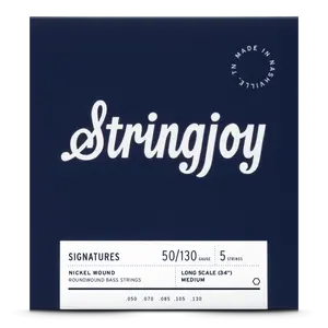 Stringjoy 50-130 Long Scale 5 String Medium Gauge Signatures - Nickel Wound Bass Guitar Strings