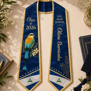 Personalized Nicaragua Graduation Stole 2026, Heritage Flag Sash, Custom Name Senior Gift, Class of 2026 Gift