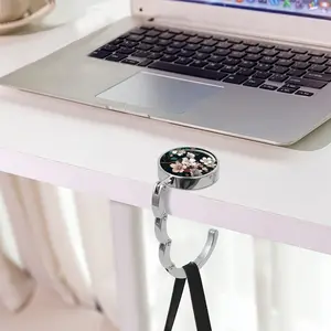 2D Flat Bread Hook, Desktop Foldable Bag Organizer Hook, Travel Folding Decorative Table Hook, Unique Gift, Floral Retro Cherry Style, Carry Purse Hook, Bag Accessories