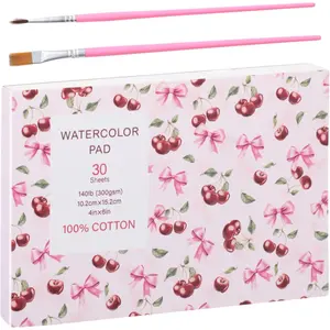 30 Sheets 140lb/300GSM Cold Press Tearable Watercolor Paper Pad with 2 Water Brushes, 4x6 Inch Water Color Pad for Art Painting Drawing Mixed Media