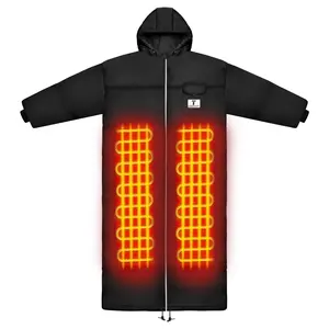 Black HEATED Fur Lined Long Sleeve Sleeping Bag Jacket L-XXL