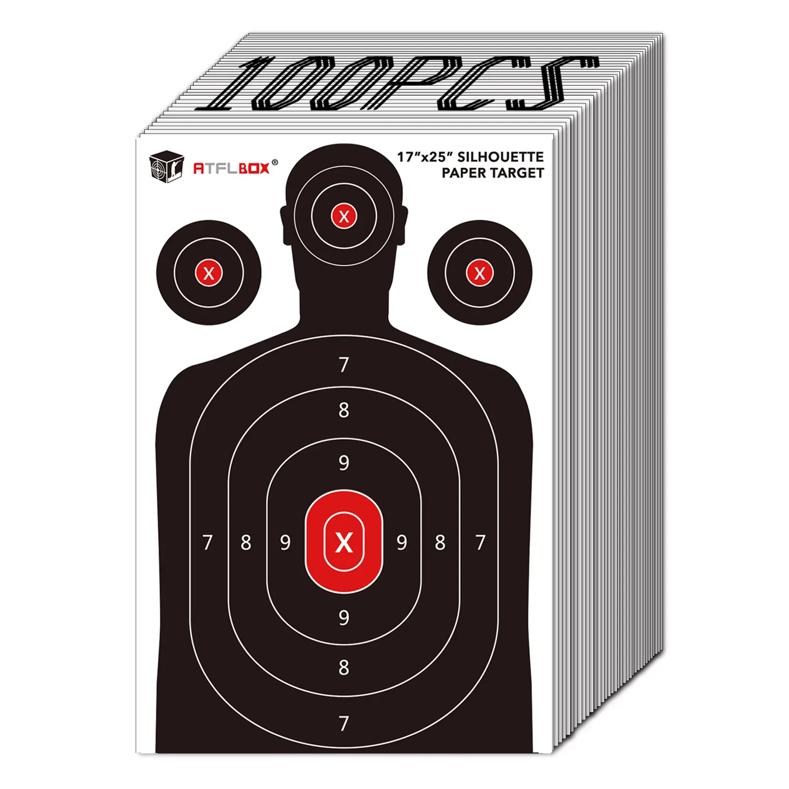 Atflbox Silhouette Paper Target for The Range, 17X25 inch Target Paper for Indoor and Outdoor Use(100 Pack)