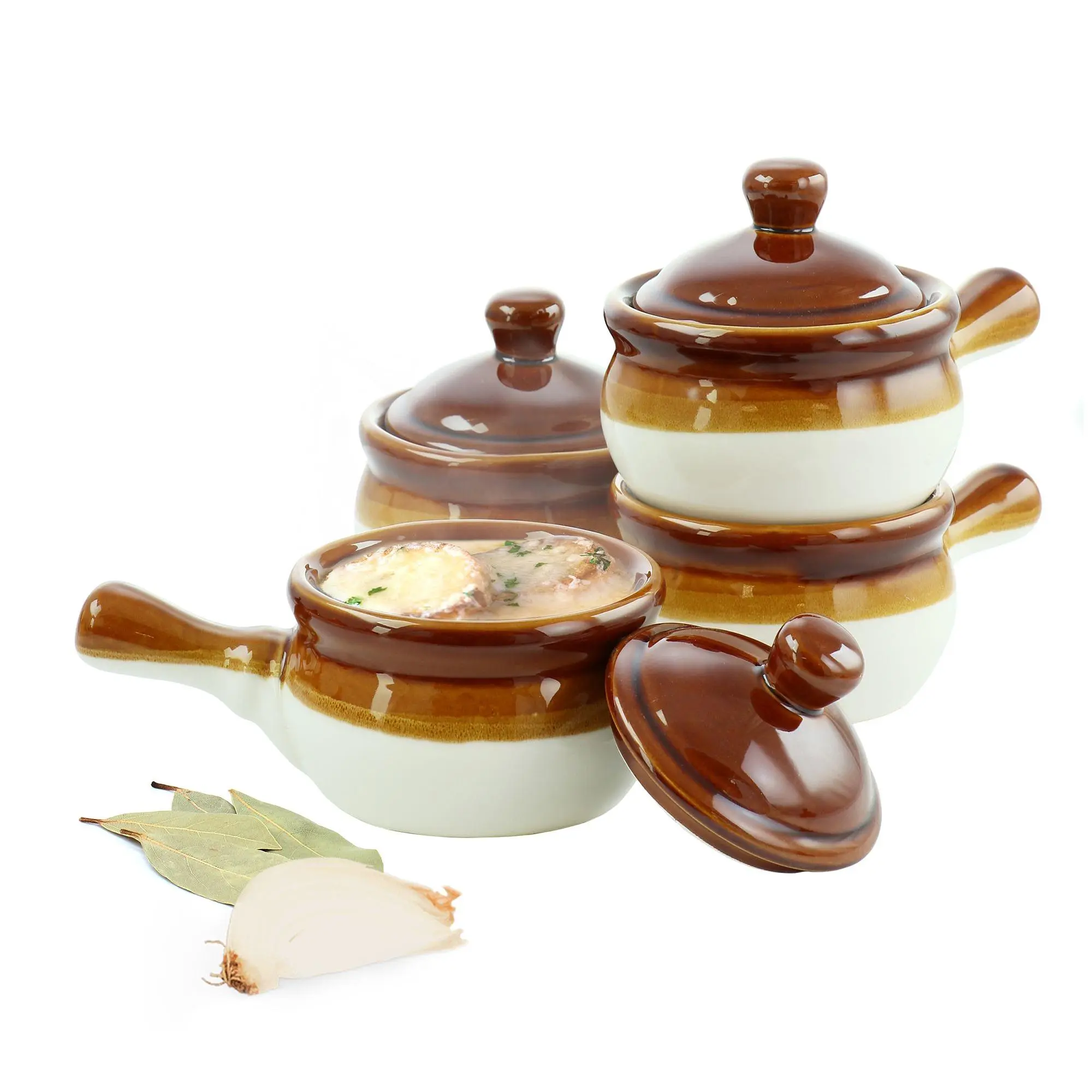 Elama 4 Piece Long Handle 15 Ounce French OnionSoup Bowl Set