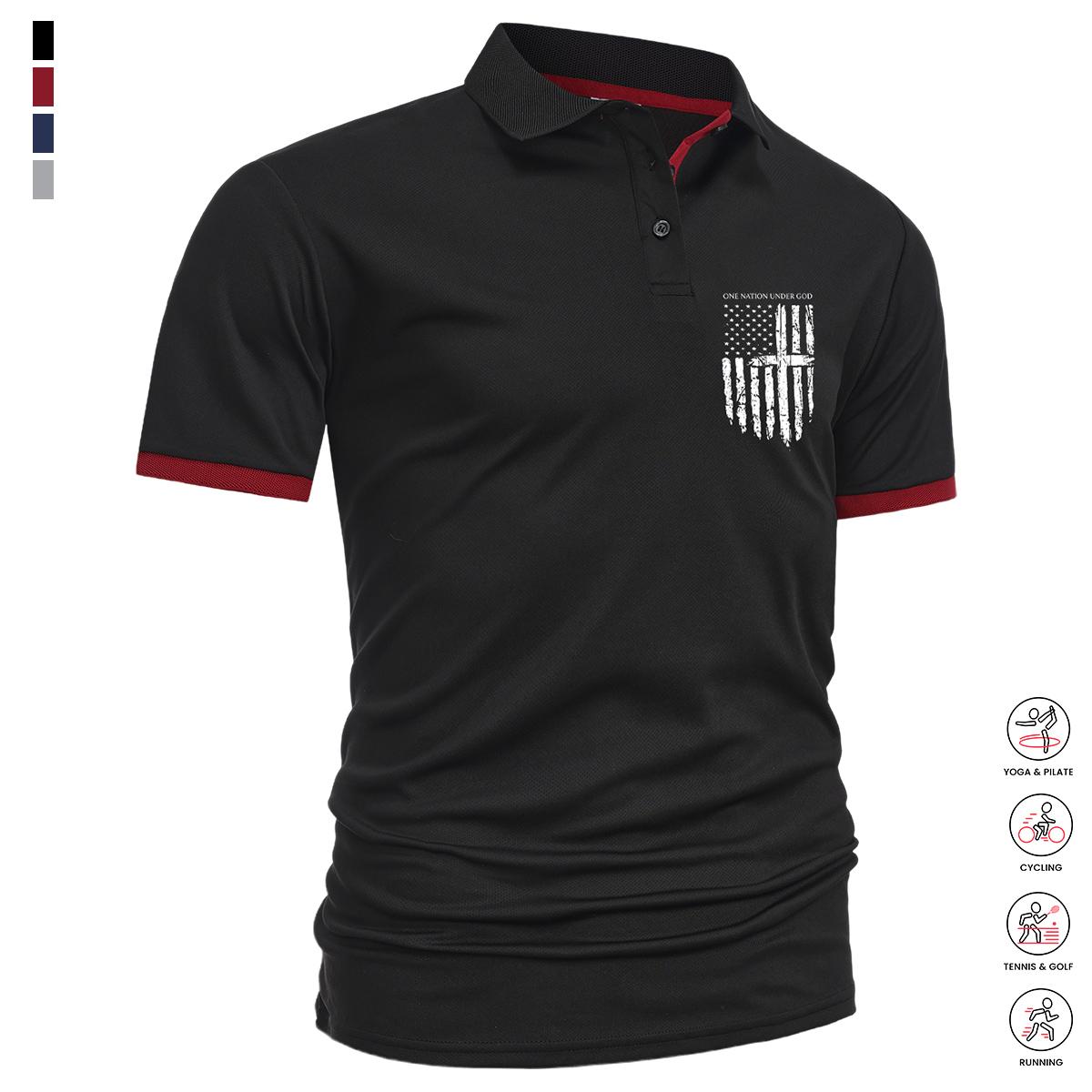 Men’s summer essential 6-pack polo shirts—simple commuter style with contrast stripe accents at the collar and cuffs; versatile short-sleeve design suitable for business meetings, friend gatherings, sports, fitness, and more.