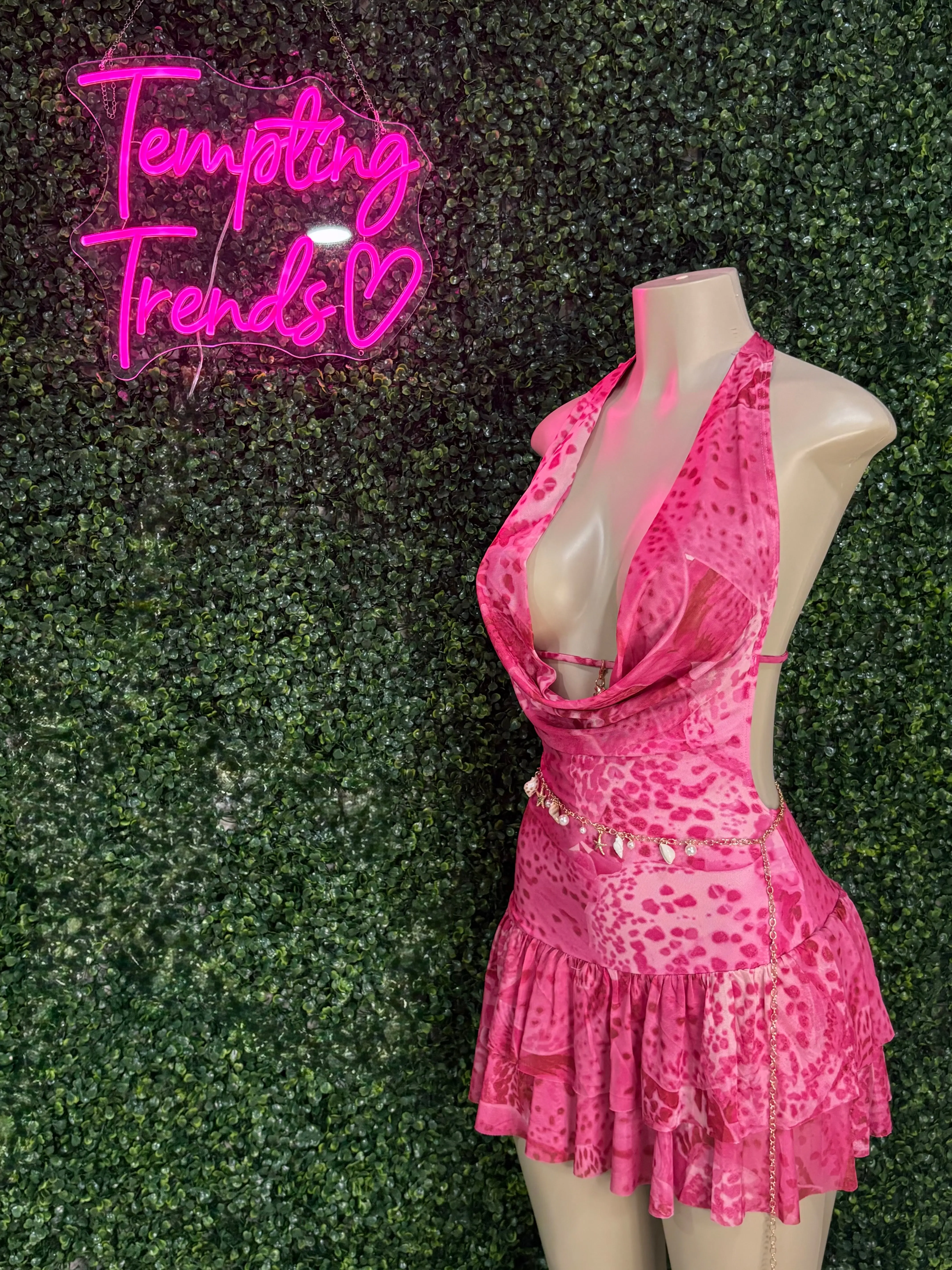Halter printed mini dress