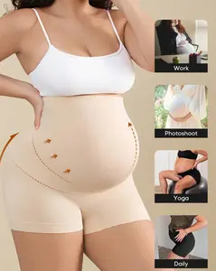 Maternity High Waist Support Shorts, Seamless Pregnancy Shapewear with Gentle Belly Support, Adaptive Waist & Thigh Slimming Maternity Shorts