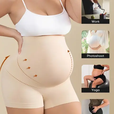 summer pregnant woman Maternity High Waist Support Shorts, Seamless Pregnancy Shapewear with Gentle Belly Support, Adaptive Waist & Thigh Slimming Maternity Shorts