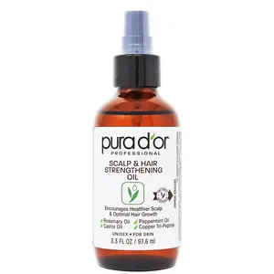 PURA D'OR Scalp & Hair Strengthening Oil 3.3oz(97.6ml) – Rosemary & Peppermint Hair Growth Oil with Castor Oil & Copper Tri-Peptide for Dry Itchy Scalp, Hair Strengthening, Scalp Care & Smoother Healthier Hair