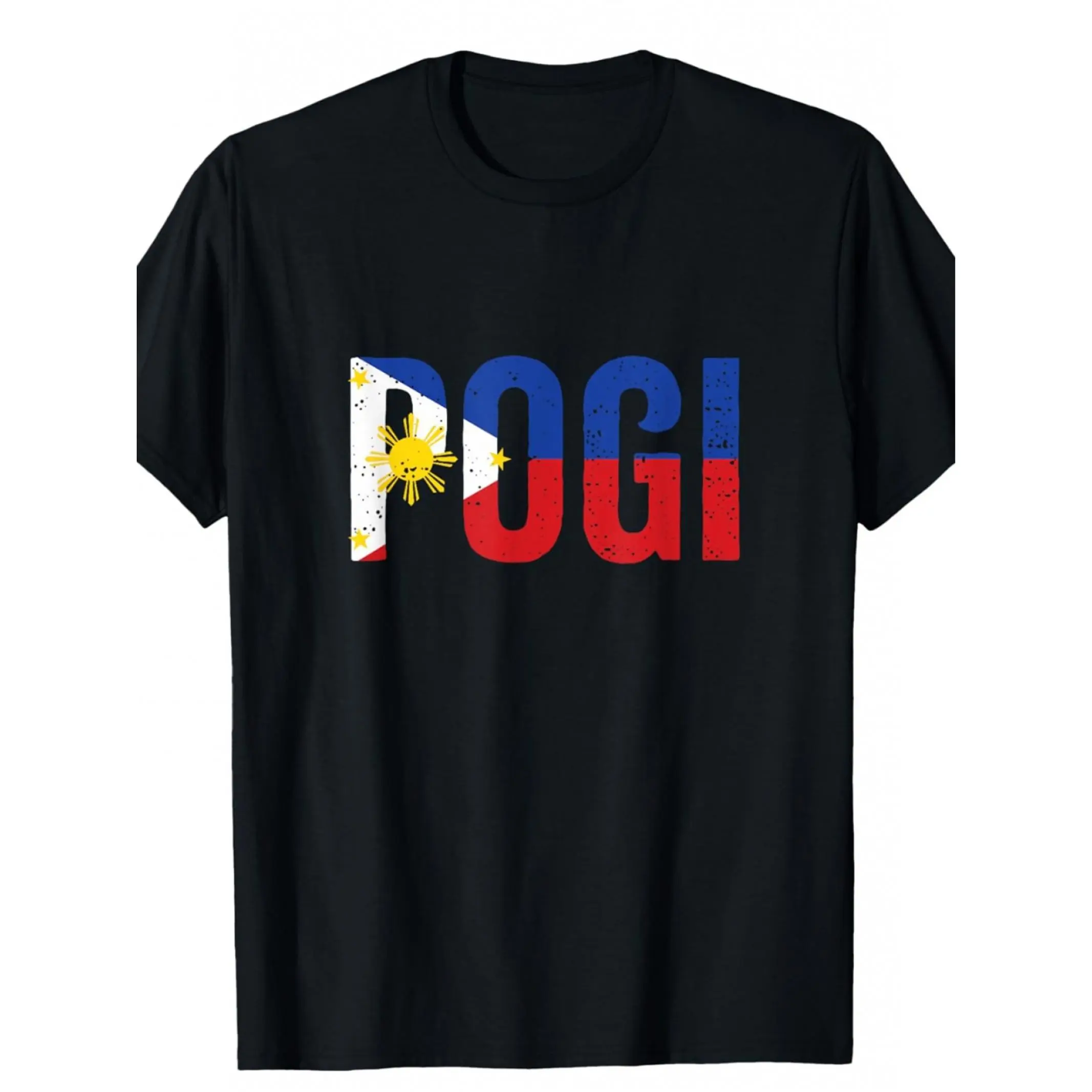 Men's Short-Sleeve Regular Cut Breathable Cotton Knit Crew Neck Graphic T-Shirt - Philippine Flag "Pogi Declaration" Print, Black Menswear Top, All-Seasons Casual Sportswear, Machine Washable, Do Not Dry Clean, Halloween Gift, Shortsleeve