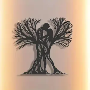 Couple Tree Design Metal Wall Art - 1 Count Hanging Decor for Home Office, Living Room, Bedroom, Balcony & Garden | Anniversary/Birthday Gift