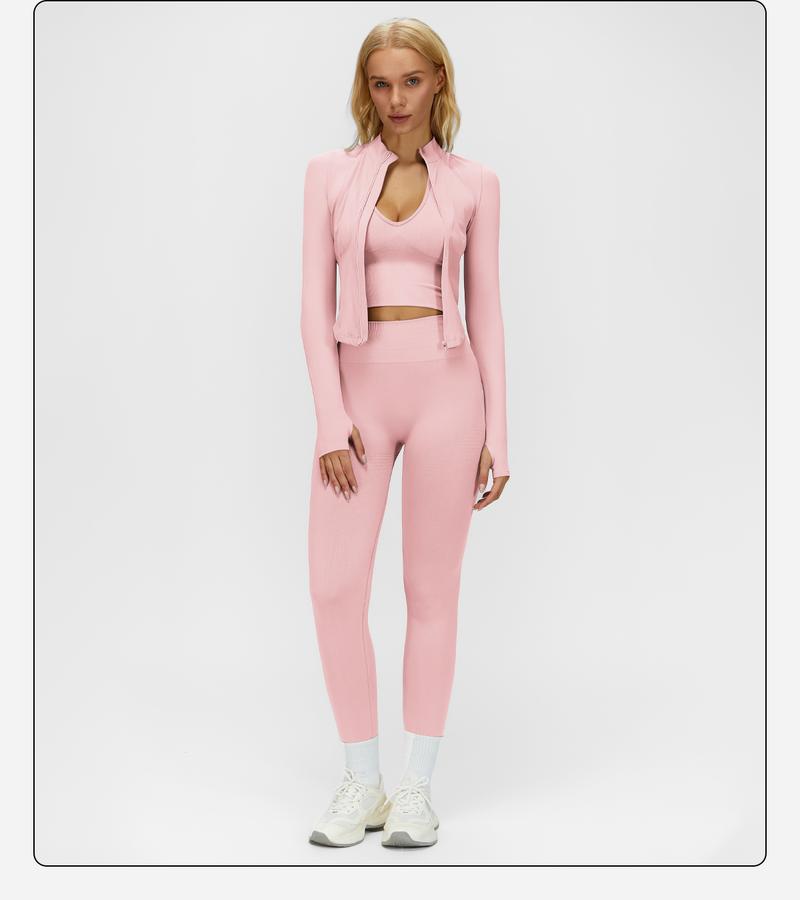 MFVIM Women's Solid Criss Cross Crop Tank Top High Waist Leggings Zip Up Crop Jacket Tracksuit Set Breathable Comfortable Yoga Workout Gym Athletic Activewear Textured Sweatsuit Thermal Lined Sports MFVIM Women's Solid Criss Cross Crop Tank Top High Waist Leggings Zip Up Crop Jacket Tracksuit Set Breathable Comfortable Yoga Workout Gym Athletic Activewear Textured Sweatsuit Thermal Lined Sports