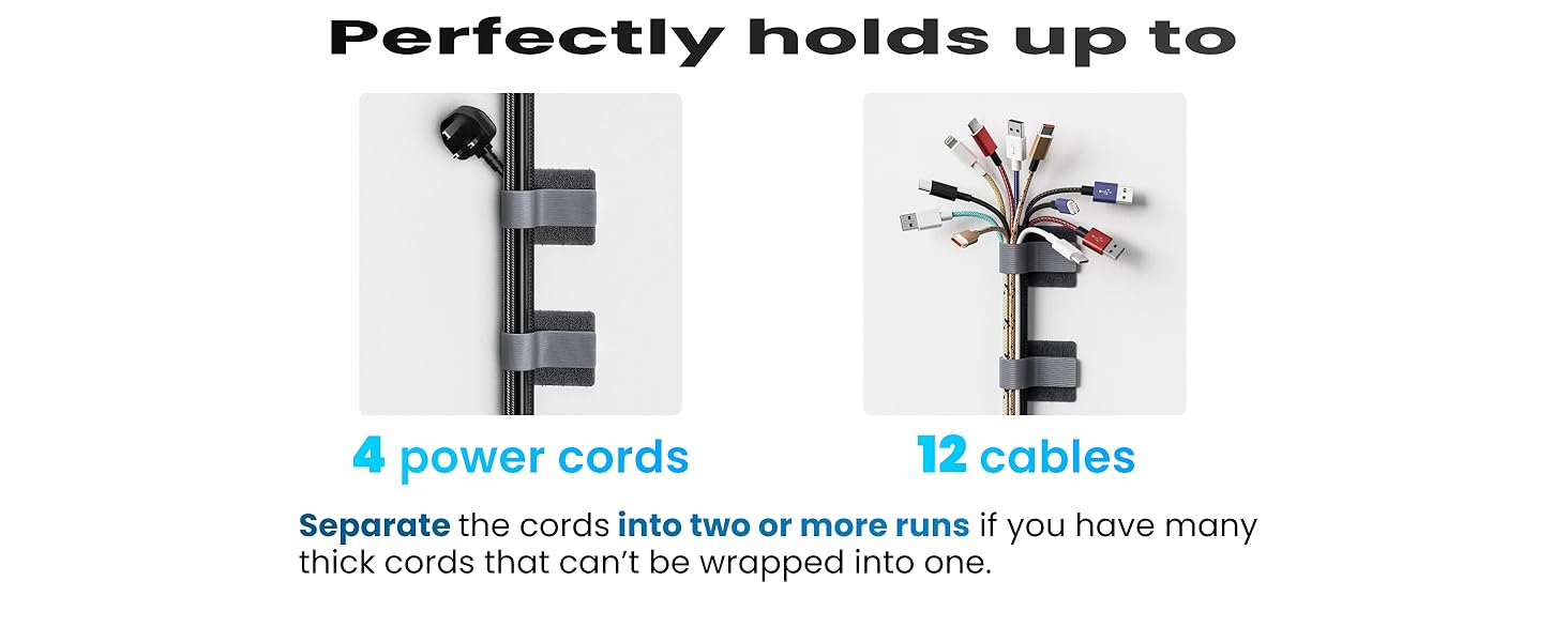 40Pcs Hook and Loop Cable Ties, Self Adhesive Hook and Loop Cable Straps, Sticky-back Cord Organizer, Cable Clip, Household & Office Essentials