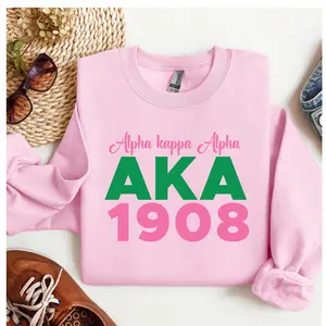 Alpha Kappa Alpha Sorority Sweatshirt, AKA Pink Green Crewneck, Sorority Graphic Sweater, AKA Gift Apparel