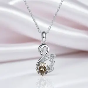 1.0 Ct Round Cut Diamond Option Swan Necklace