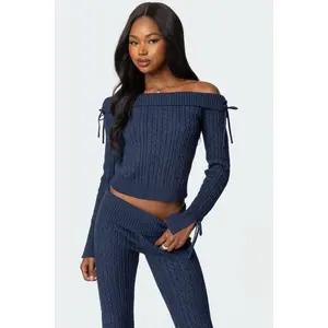 Chase Fold Over Cable Knit Top Chase Fold Over Cable Knit Top