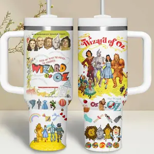 The Wizard of Oz Tumbler Classic Movie Travel Mug, Dorothy Yellow Brick Road Cup, Vintage Film Fan Gift, Oz Characters Coffee Tumbler