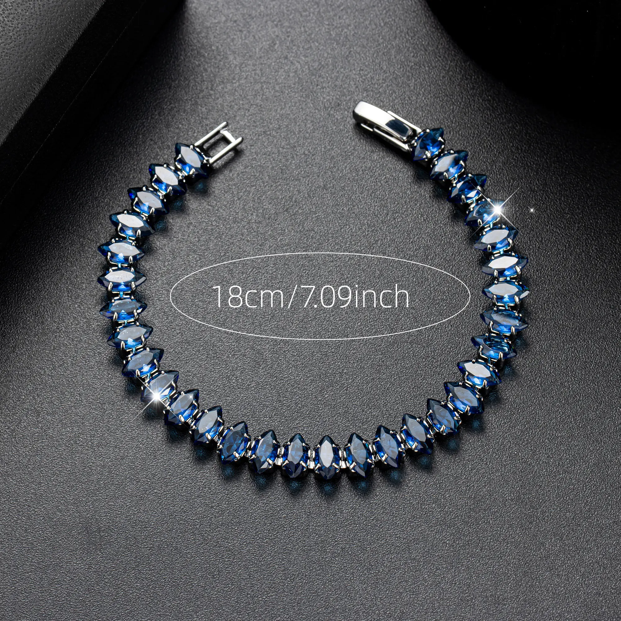 Gothic Horse Eye Tennis Bracelet - 1 Blue Gun Black Plated Copper Accessory, Anti-Oxidation, Anti-Allergy, Vampire Witch Style for Halloween, Daily Wear