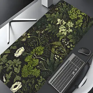 Vintage Plant Design Extra Large Gaming Mouse Pad, Aesthetic Desk Decoration and Protection Mat, Rubber Non-Slip Edge, Multi-Size Mouse Pad for Laptop and Desktop Gaming, Ideal Gift for Boys Girls Kids, Desk Accessories, Desk Shade Leaf
