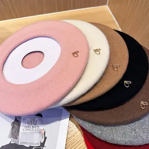 [Crochet Texture Beret] Women's Lightweight Beret Hat - Elegant Face-Flattering Winter Cap with Adjustable Closure, Soft Pastel & Neutral Colors (Pink/Beige/Black/Brown/Gray/Red/White/Blue/Green/Orange/Yellow/Purple) - for Everyday, Formal, Valentine's Da