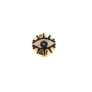 Diamond & Gold Evil Eye Pinky Ring