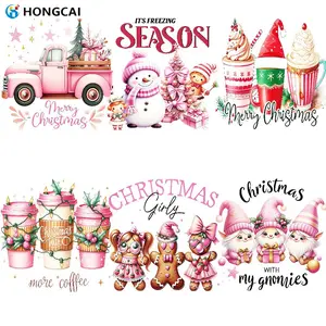 6-Piece Christmas Vinyl Transfer Set, Cute Holiday Elf Design with Hat & Beard, DIY Decorations for Wall/gift Tags